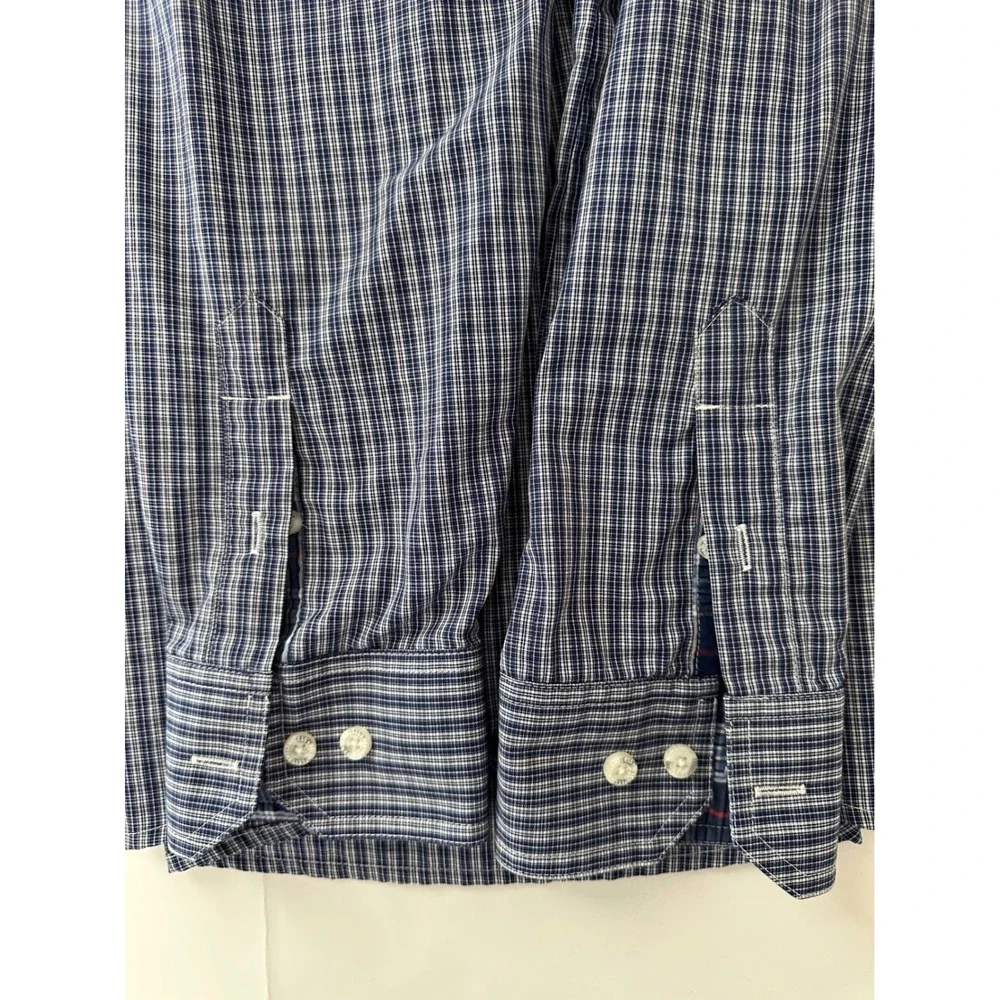 Ariat Relentless Mens Large Navy Blue Check Long Sleeve Button Down Shirt Cotton